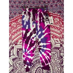 NWT Justice Girls Sweatpants Medium Pink Purple Tie Dye Glitter Sparkle